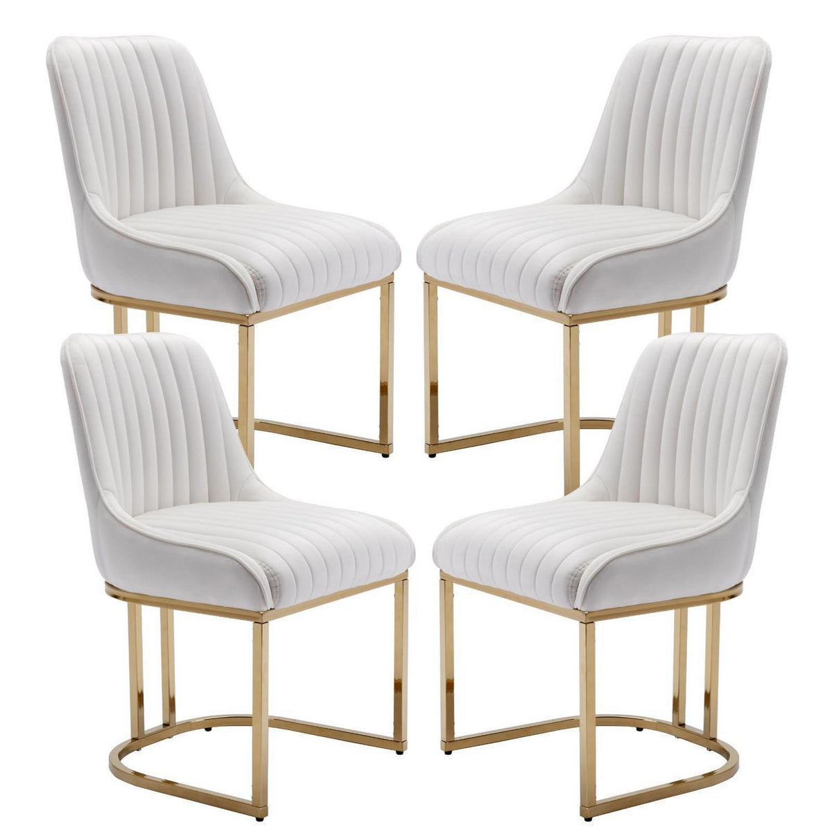 Esszimmerstühle Set 4er Samt Weiß – Modern & Komfortabel