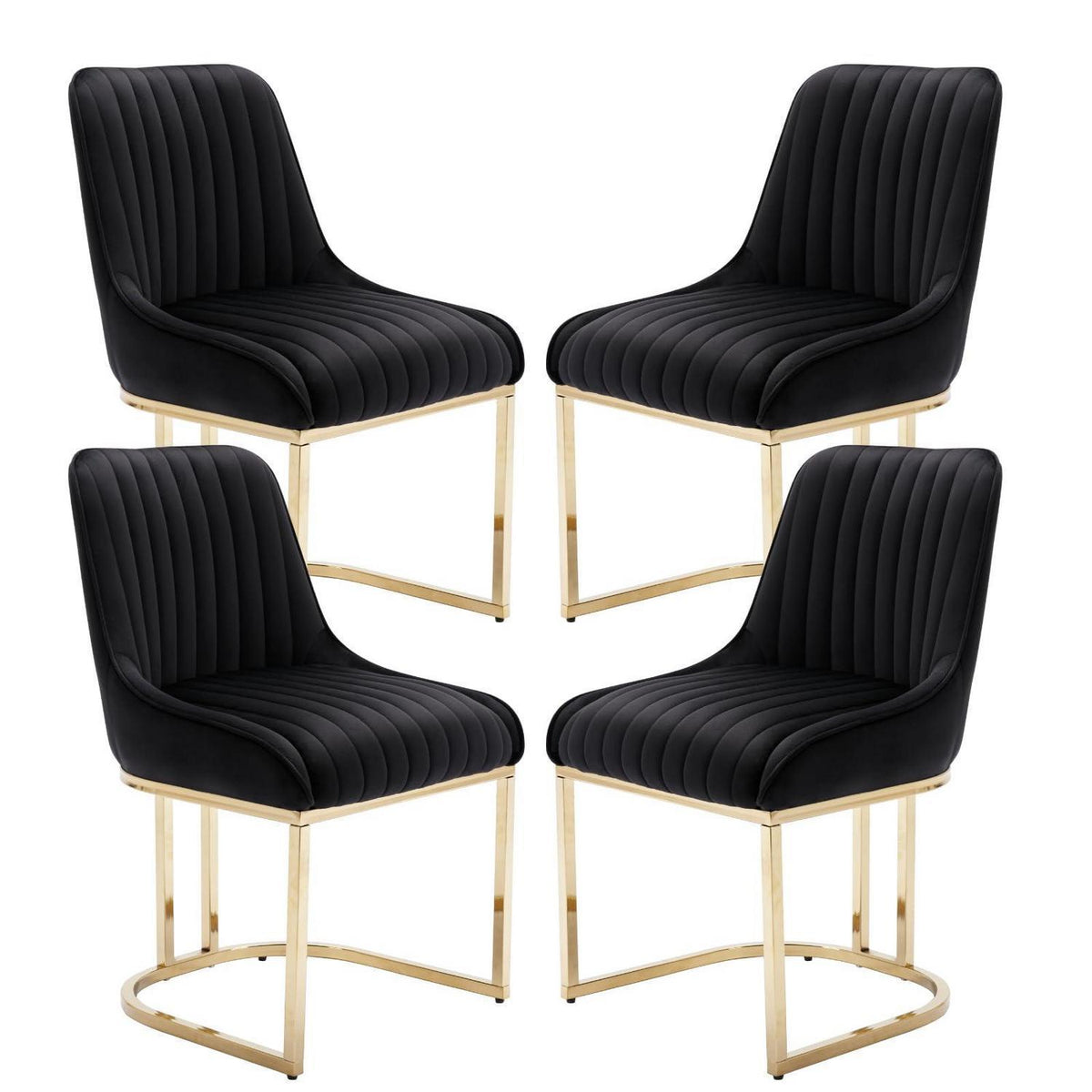 Esszimmerstühle Set 4er Samt Schwarz, Moderne Küchenstühle
