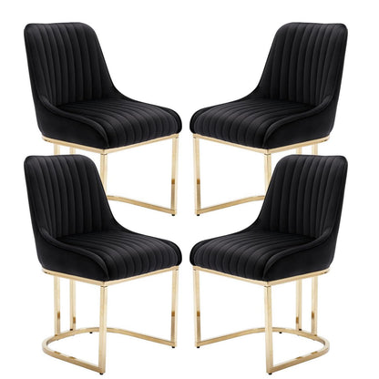 Esszimmerstühle Set 4er Samt Schwarz, Moderne Küchenstühle