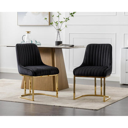 Esszimmerstühle Set 4er Samt Schwarz, Moderne Küchenstühle