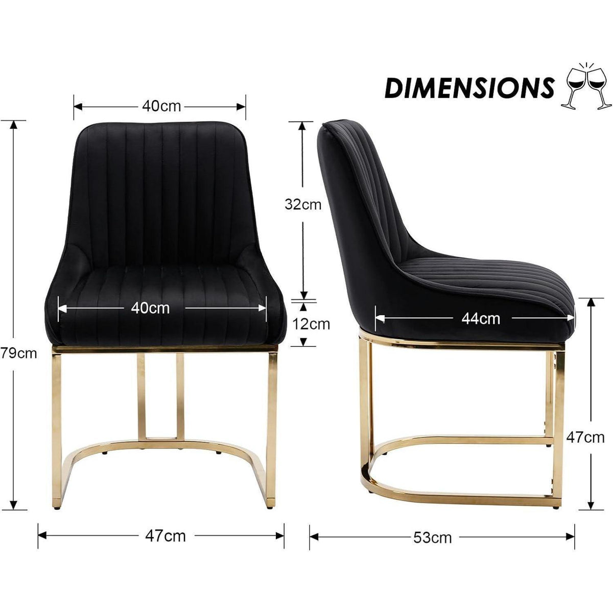 Esszimmerstühle Set 4er Samt Schwarz, Moderne Küchenstühle