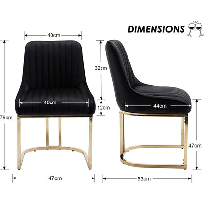 Esszimmerstühle Set 4er Samt Schwarz, Moderne Küchenstühle