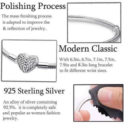 925 Sterling Silber Schlangen Gliederarmband mit Kugelverschluss, Damen Charm Armband