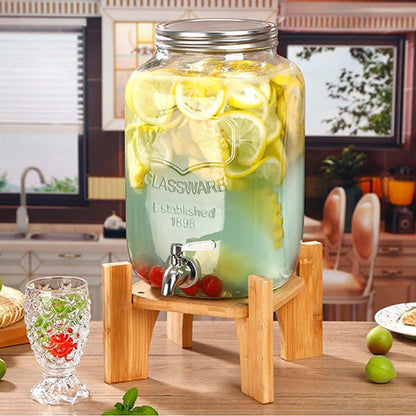 Getränkespender Ständer Bambus für 3,5 Liter Wasserkrüge 7,3 Zoll