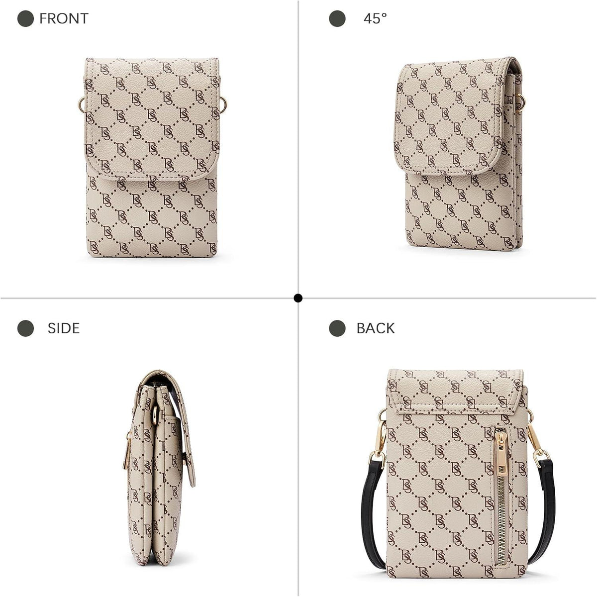 Kleine Handytasche PU Leder Umhängetasche Damen Beige