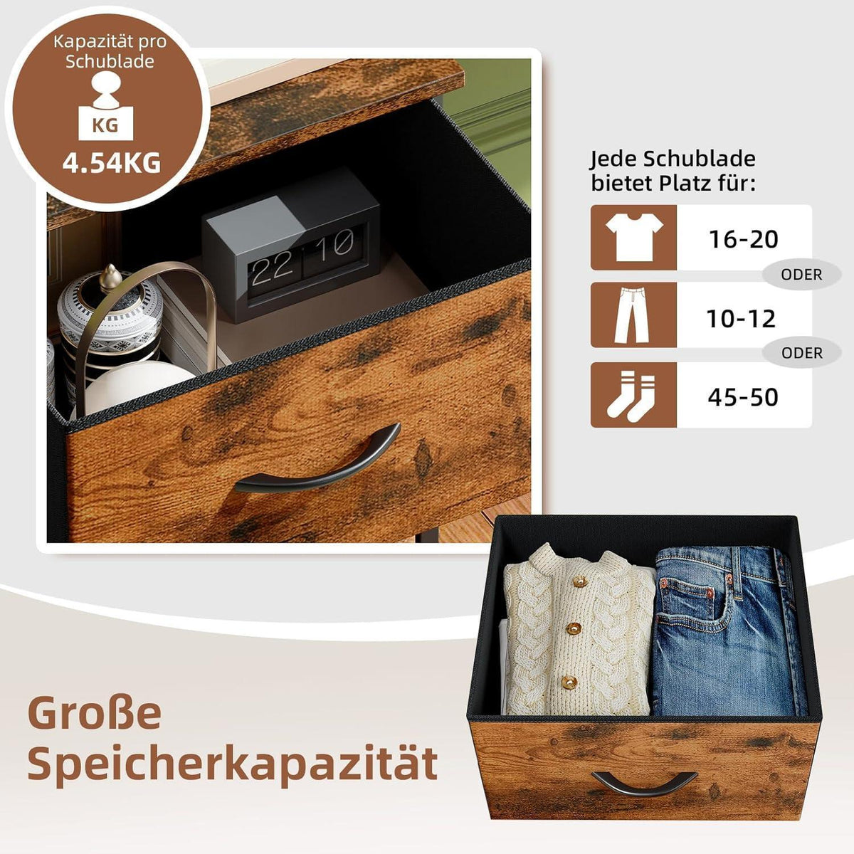 Somdot Kommode mit 5 Stoffschubladen – Schlafzimmer & Wohnzimmer