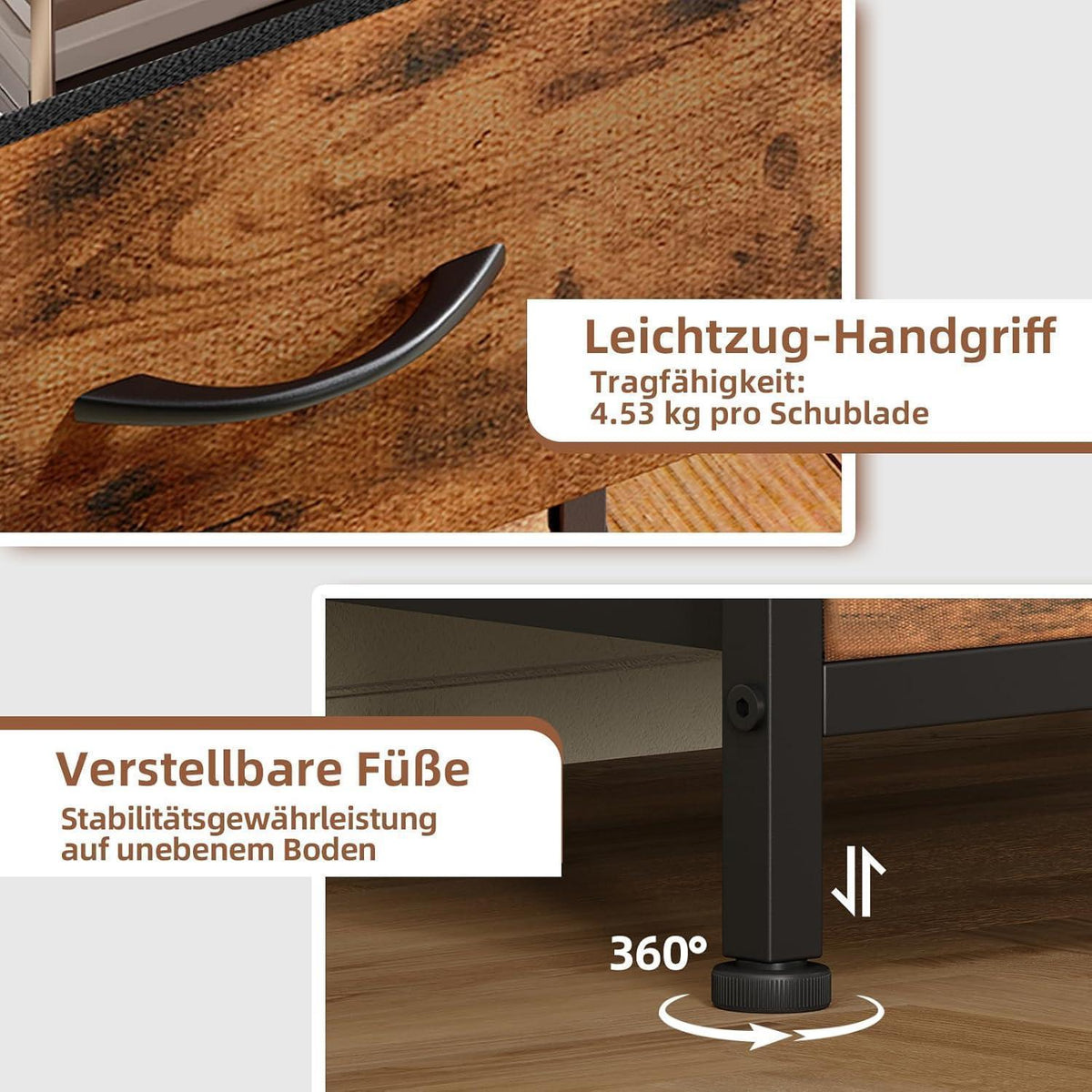 Somdot Kommode mit 4 Stoffschubladen – Schlafzimmer & Wohnzimmer