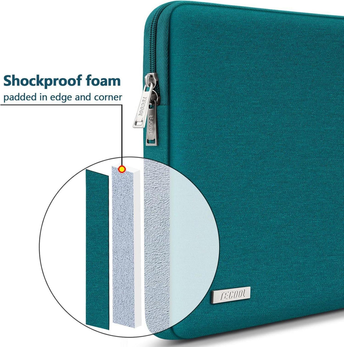 TECOOL 15,6 Zoll Laptop Tasche Hülle für HP Dell Lenovo Thinkpad Acer ASUS Samsung - Stoßfeste Schutzhülle 15,6 Zoll Deep Teal