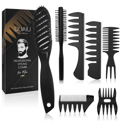 Haarbürsten-Set für Männer, 7-teilig, Hairstyling-Tools