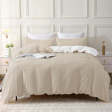 Bettwäsche Set 135x200 100% Baumwolle Kamel Beige Stone Washed