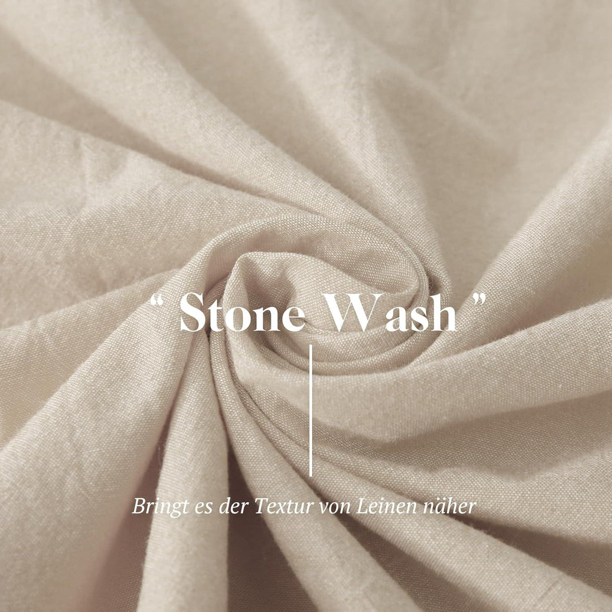 Bettwäsche 135x200 Baumwolle Kamel Beige Stone Washed