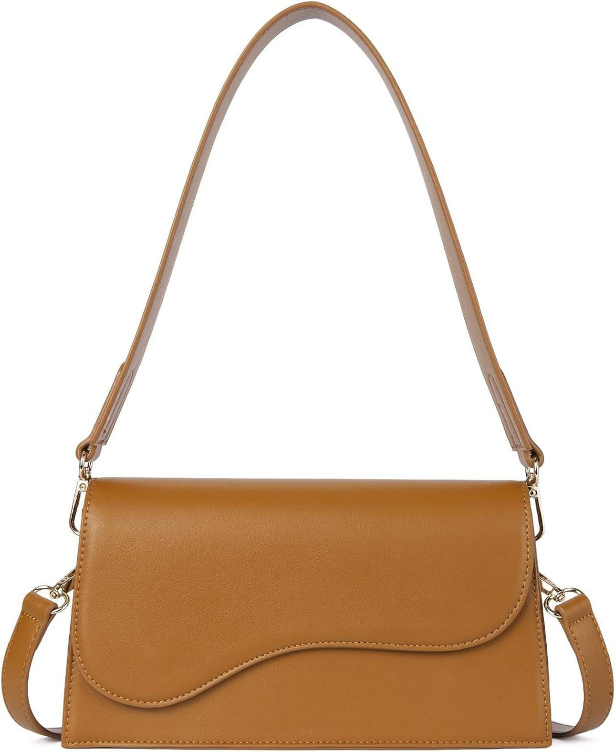 Damen Schultertasche PU Leder Umhängetasche Crossbody Bag 2-braun