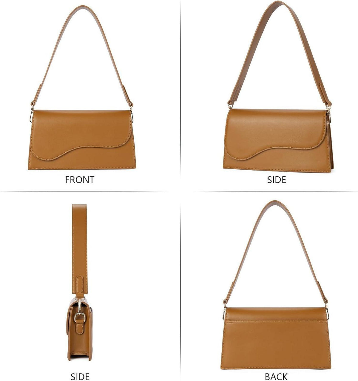 Damen Schultertasche PU Leder Umhängetasche Crossbody Bag 2-braun