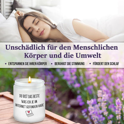 Lavendel Duftkerze Geschenk für Sie & Ihn - Valentinstag Jahrestag Hochzeitstag
