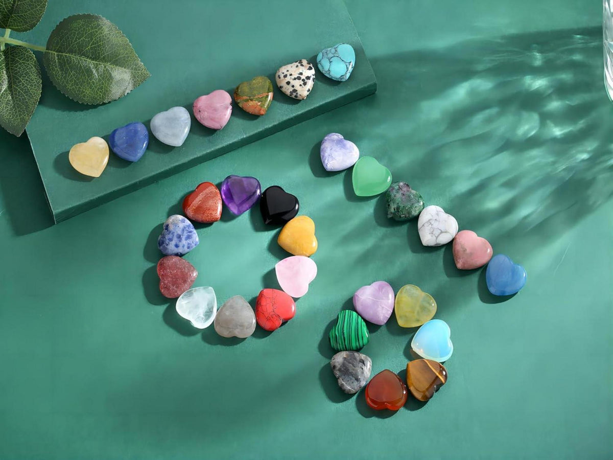 Natürliche Edelstein Herz Kristalle Set 15 Stück für Meditation Deko