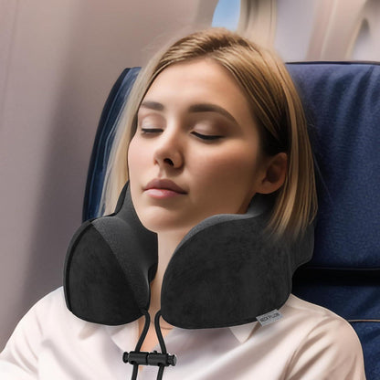 Nackenkissen Reise aus Memory Foam mit samtweichem Bezug (Schwarz)
