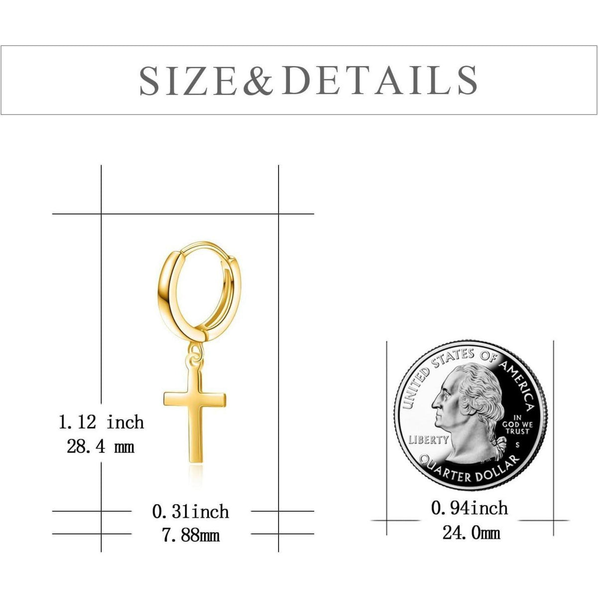 Creolen aus Sterling Silber mit Kreuz-Anhänger für Damen & Herren