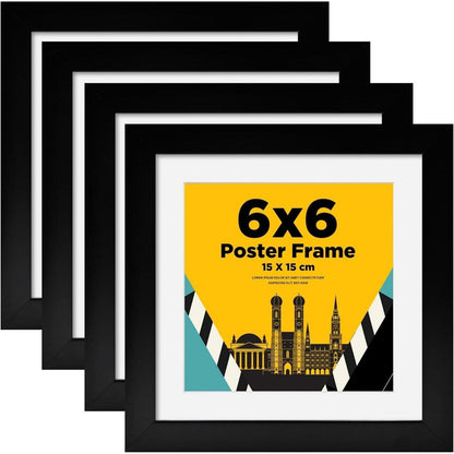 Quadratische Bilderrahmen 15x15cm 4er-Set Acrylglas Schwarz