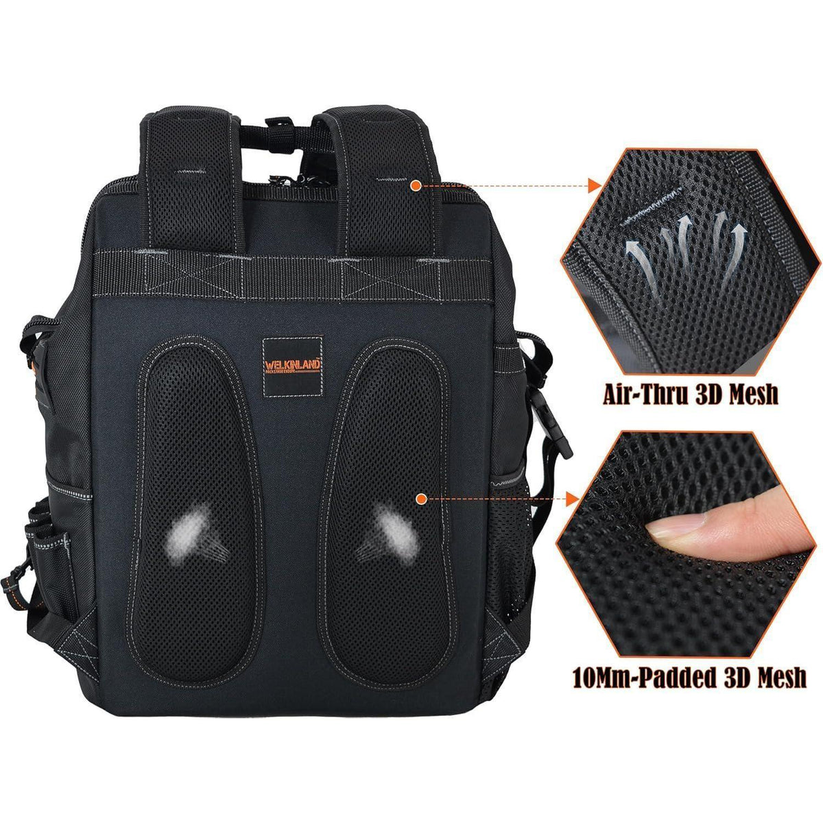 Werkzeugrucksack mit 55 Taschen, strapazierfähig und gepolstert