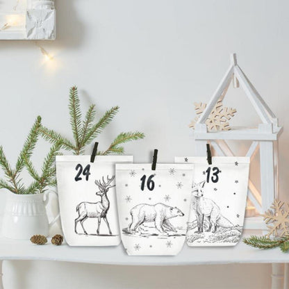 Adventskalender zum Selbstbefüllen Weiß mit Weihnachtswald