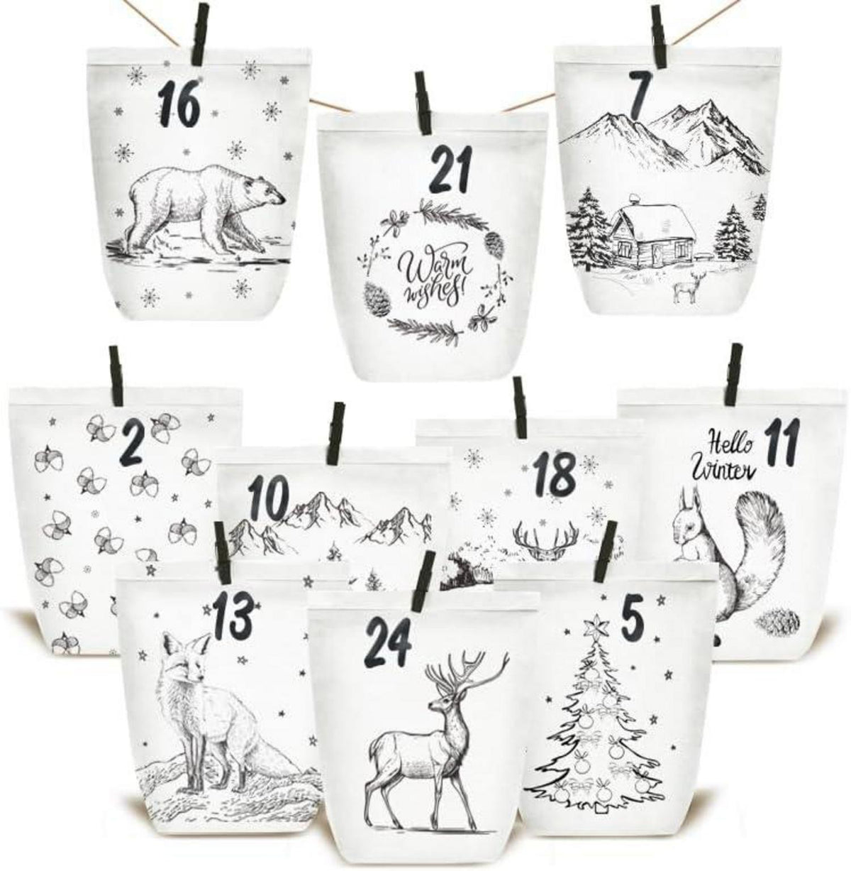 Adventskalender Weihnachtstüten zum Selber Basteln
