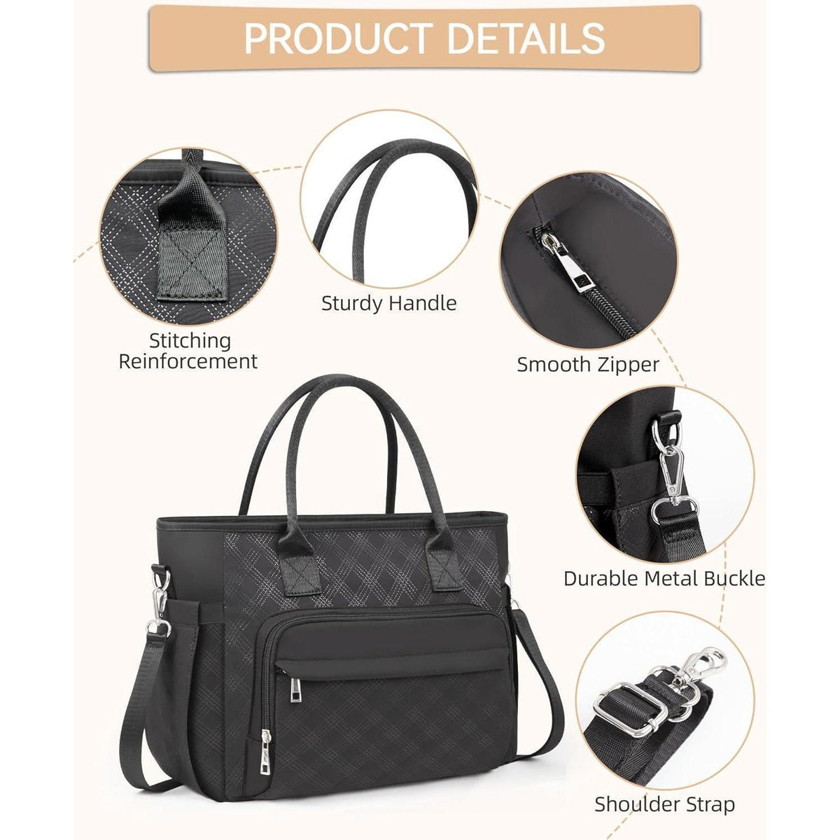 Isolierte Lunchtasche für Damen mit Schulterriemen & Flaschenhalter