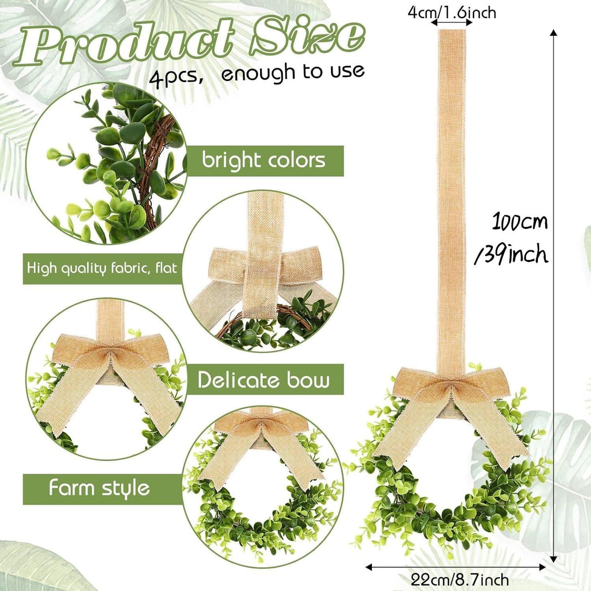 Weihnachtliche Küchenschrankkränze 4er Set 22CM Künstlich