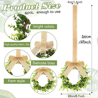 Weihnachtliche Küchenschrankkränze 4er Set 22CM Künstlich