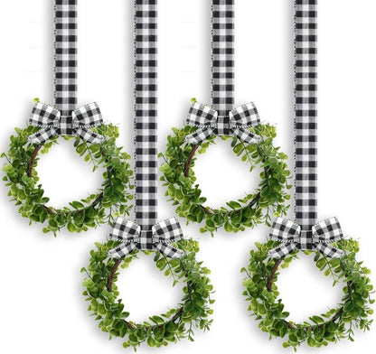 Weihnachtlicher Kranz 4er Set 22CM Grüne Blätter Band