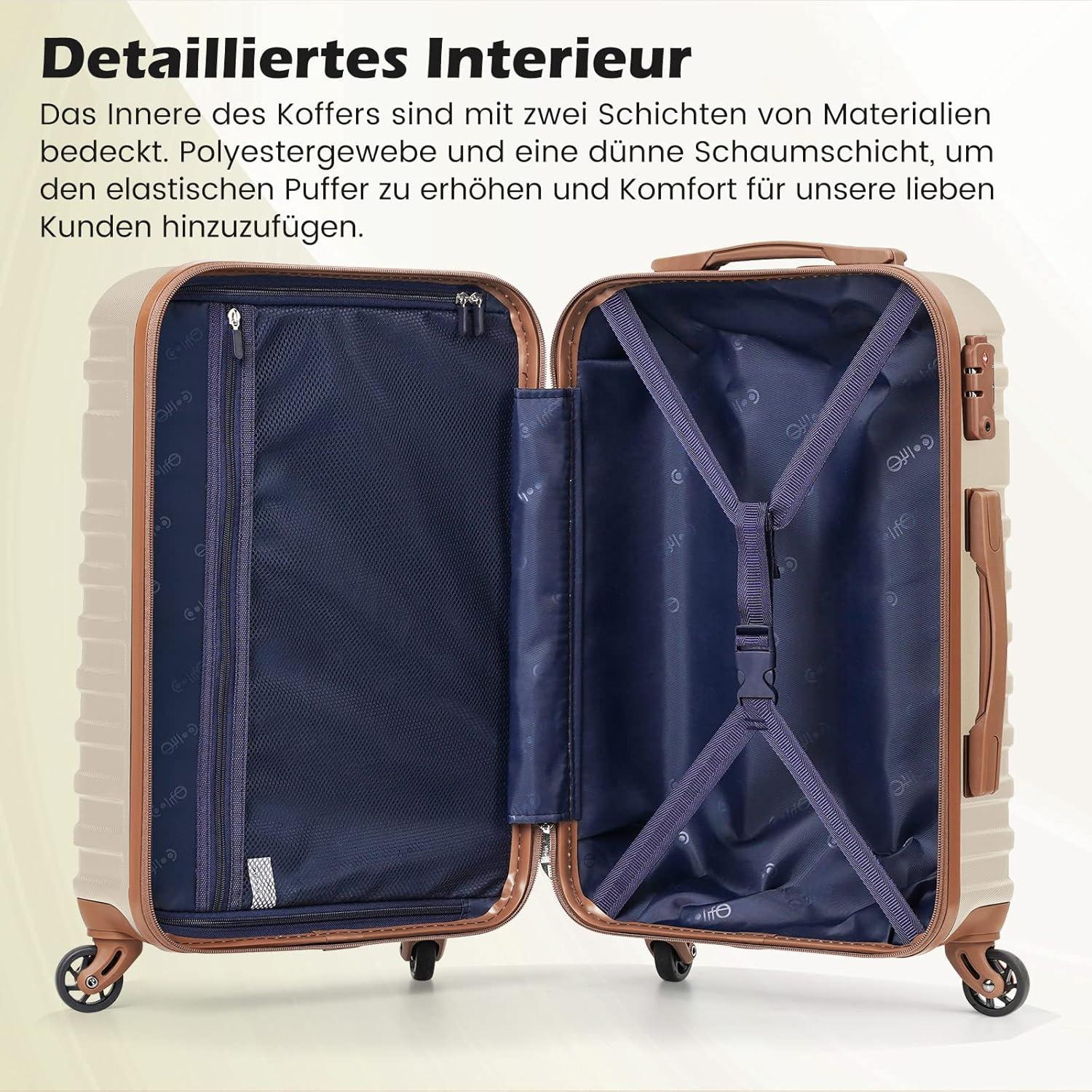 Hartschalen Trolley Koffer Set 3tlg Weiß ABS 4 Rollen TSA-Schloss