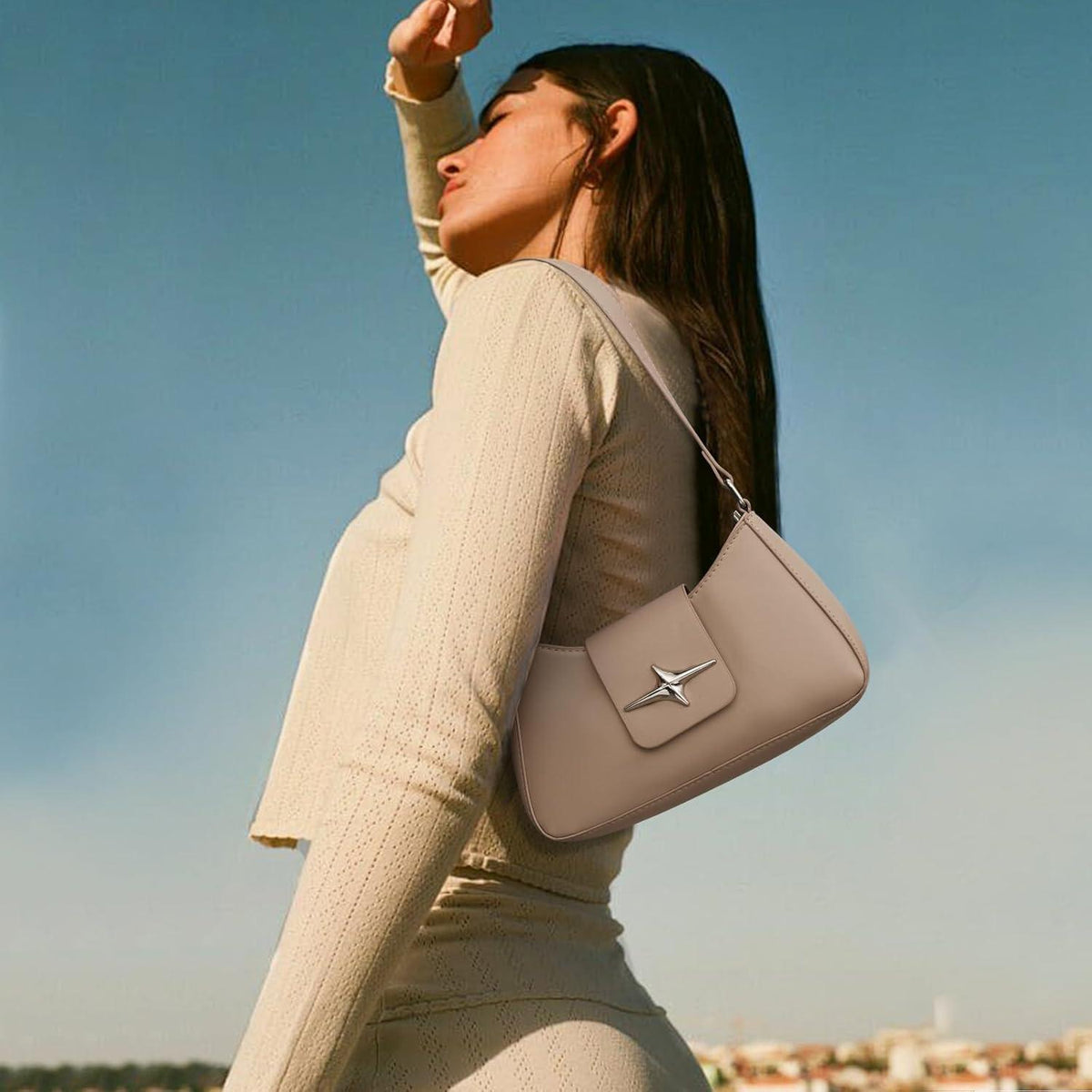 TIAASTAP Damen Handtasche Klein Umhängetasche Leder Vintage