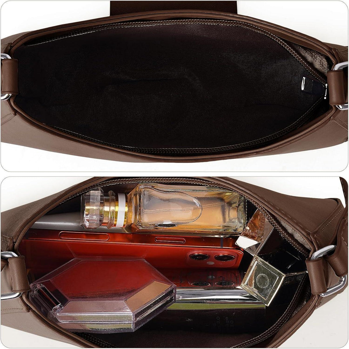 Kleine Vintage Damen Handtasche Leder Schultertasche Y2K 90s Mädchen Braun