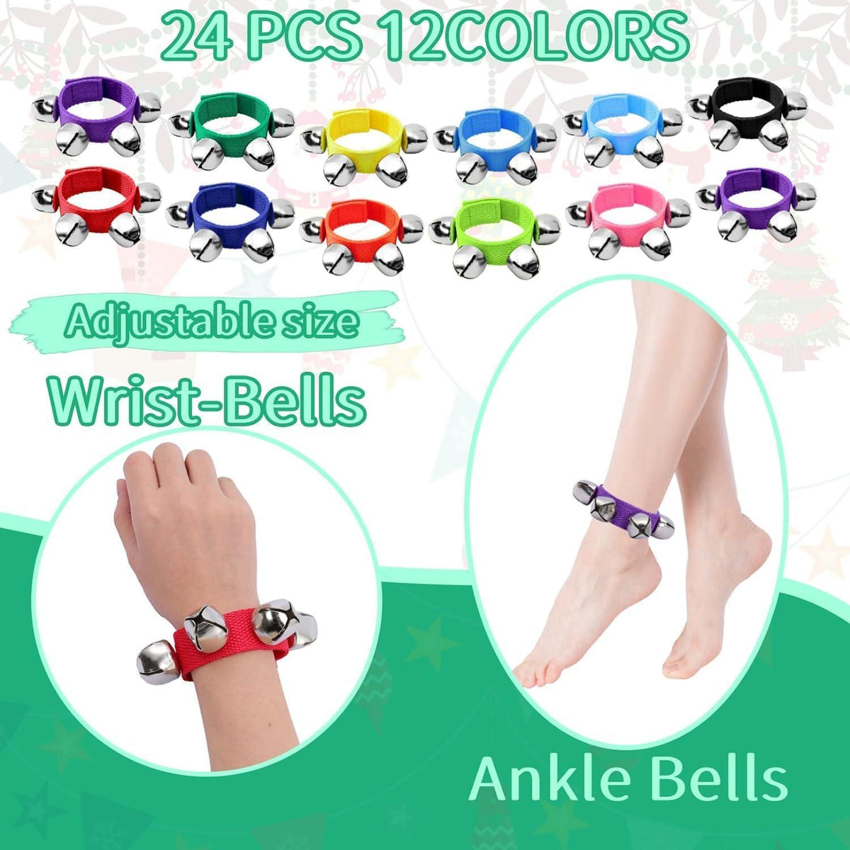 24 Stück Armband Jingle Bells 12 Farben Handgelenkglocken Baby