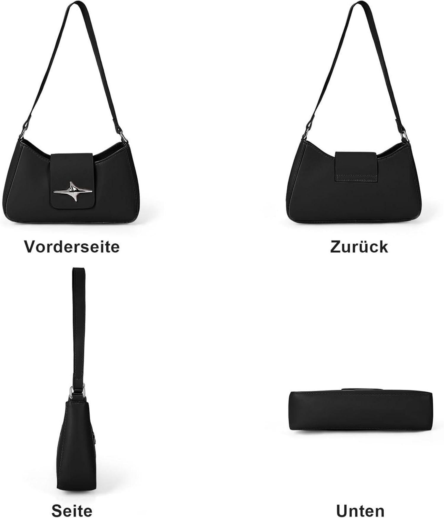 Kleine Damen Schultertasche Vintage Y2K Stil mit Reißverschluss