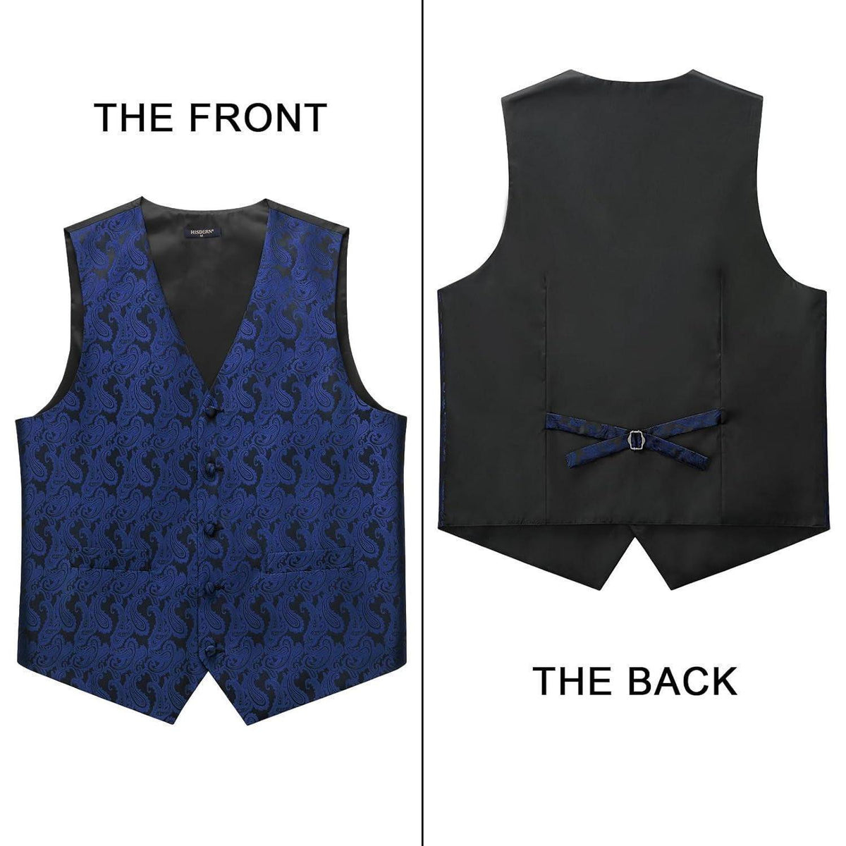 Herren Weste Krawatte Einstecktuch Set Jacquard Marineblau