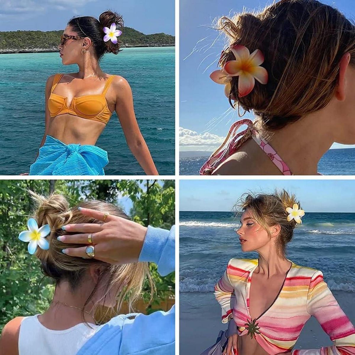 6er Set Blumen Haarspangen groß Rutschfest Acryl Haarklammern für
