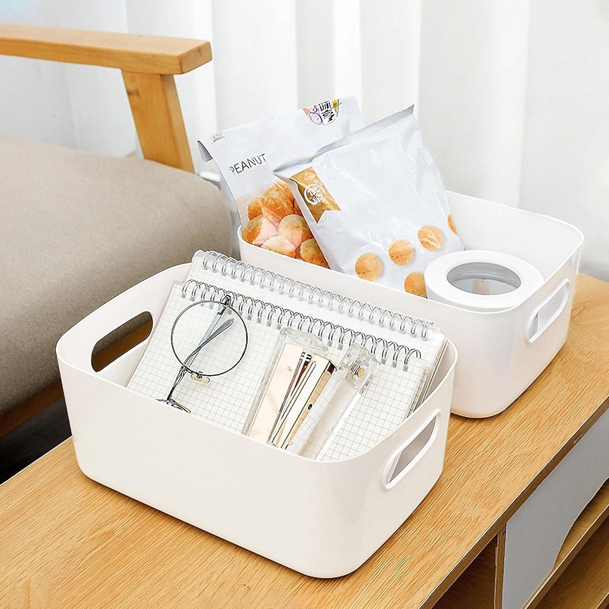Aufbewahrungsbox Kunststoff 10 Stück Weiß 20 cm Organizer mit Griffen