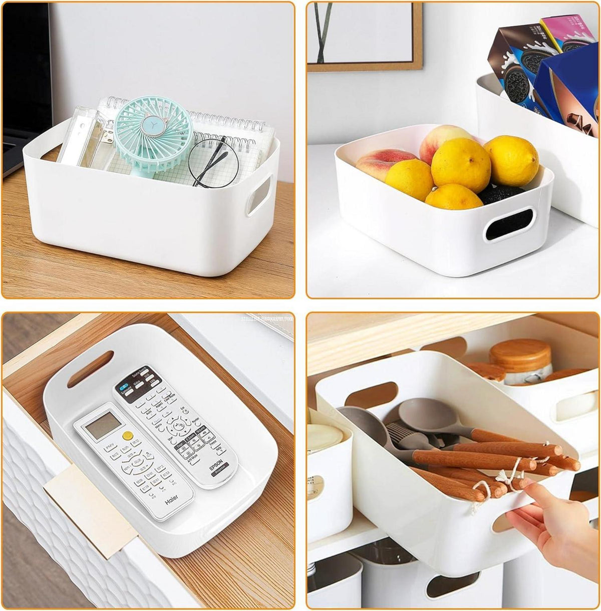 10er Set Aufbewahrungsboxen Kunststoff 20cm Klein Organizer Körbe Weiß Grey