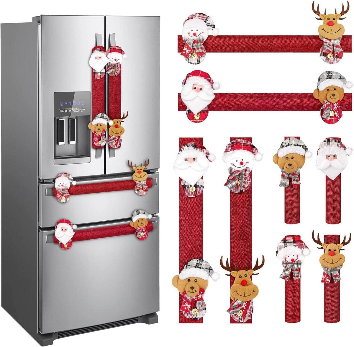 8er Set Weihnachts Kühlschrank Griffabdeckungen 38cm Vliesstoff