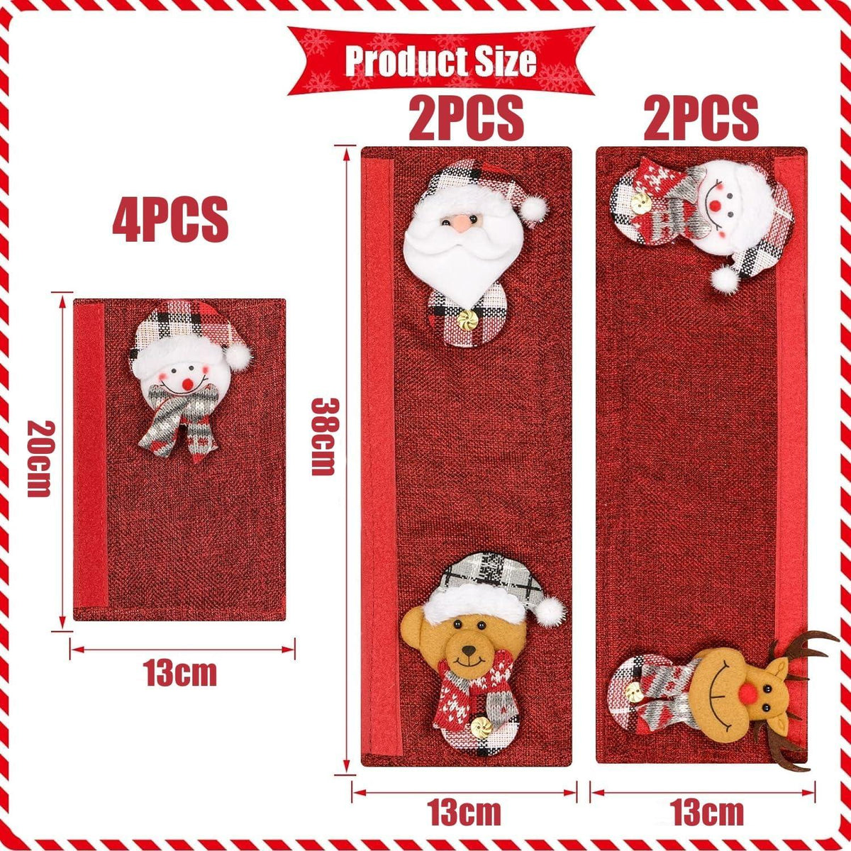 LATERN Weihnachts Kühlschrank Griffabdeckungen 8er Set 3D Weihnachtsmann Elch Schneemann