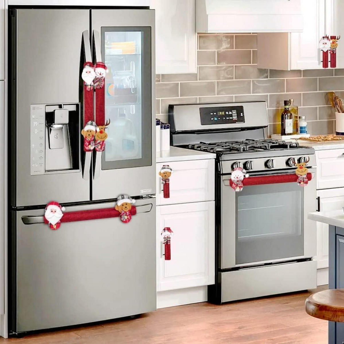 Weihnachts Kühlschrank Griffabdeckungen 8er Set 38CM Vliesstoff 3D Design