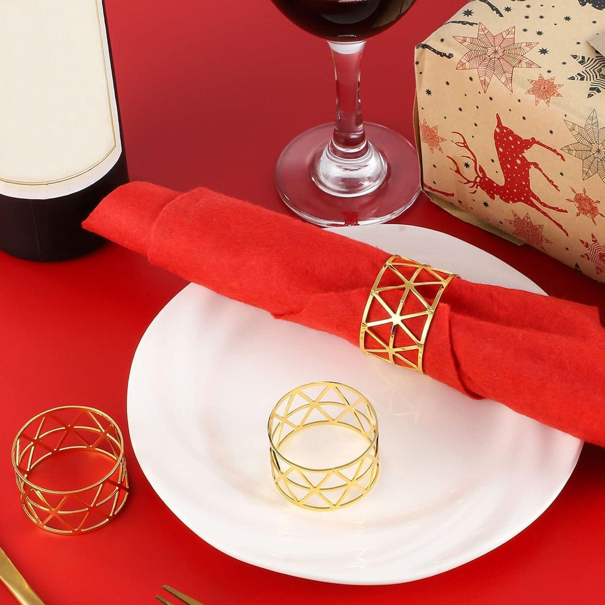 12 Goldene Serviettenringe 4,5cm Weihnachtliche Tischdekoration