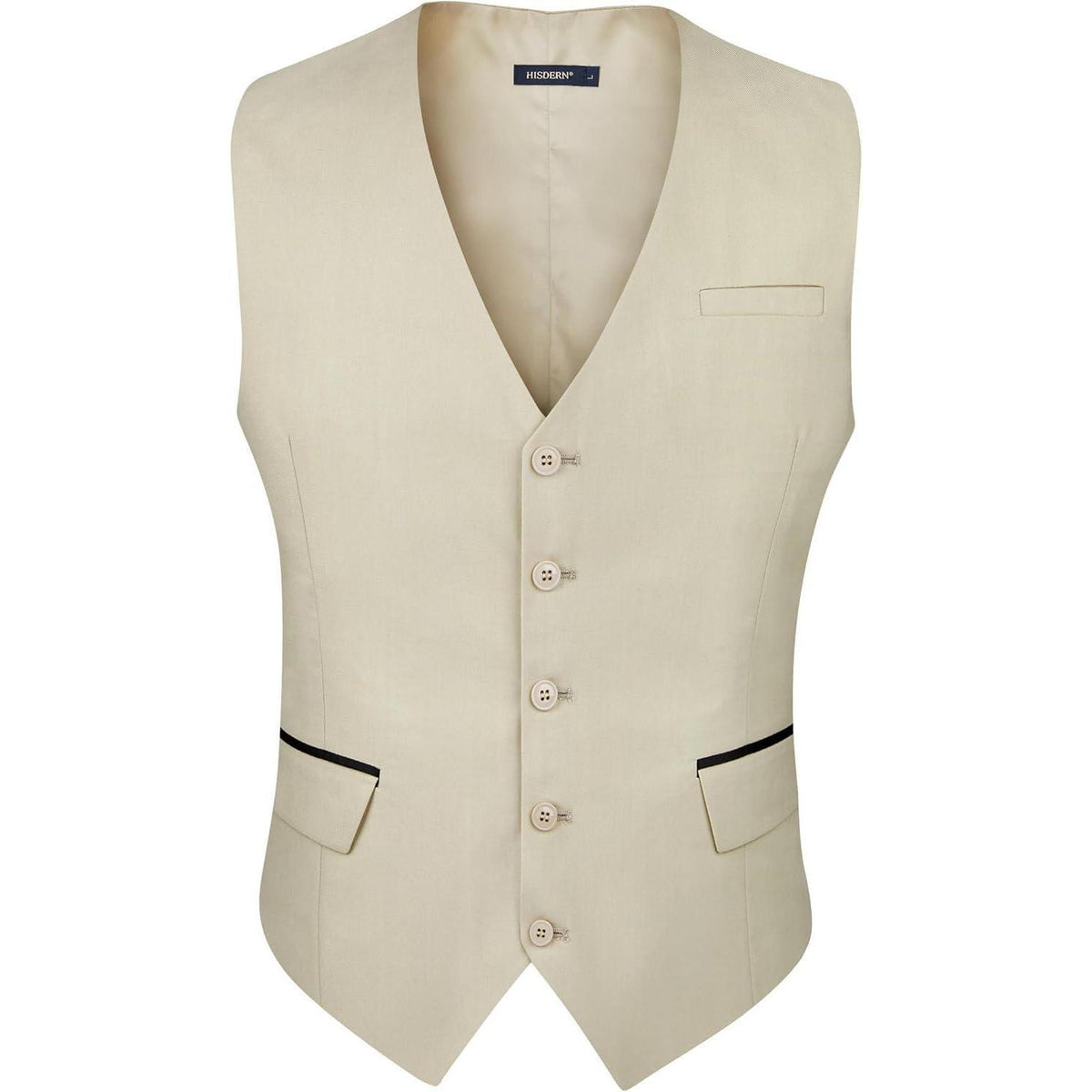 Herren Anzugweste Elegant V-Ausschnitt mit Taschen Champagne