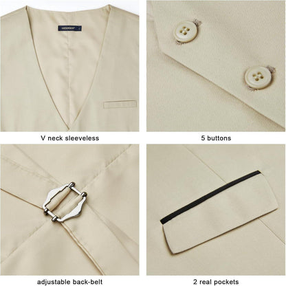 Herren Anzugweste Elegant V-Ausschnitt mit Taschen Champagne