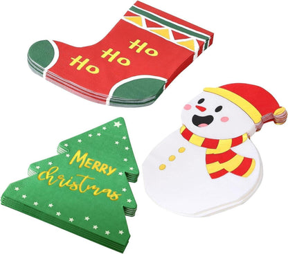 Weihnachts Servietten 60 Stück 3-lagig Papier Schneemann Baumform