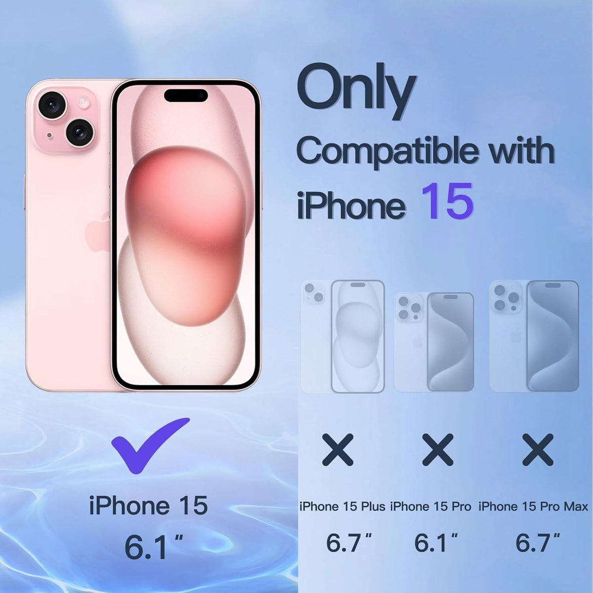 Displayschutzfolie iPhone 15 6,1" mit Kameraschutz, 2 Stück