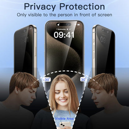 JETech iPhone 15 Pro Max Sichtschutz 6,7 Zoll 9H Gehärtetes Glas 2 Stück