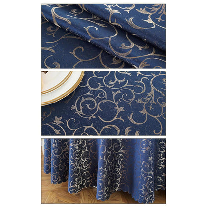 Runde Jacquard Tischdecke Marineblau 360 cm – Elegant & Pflegeleicht
