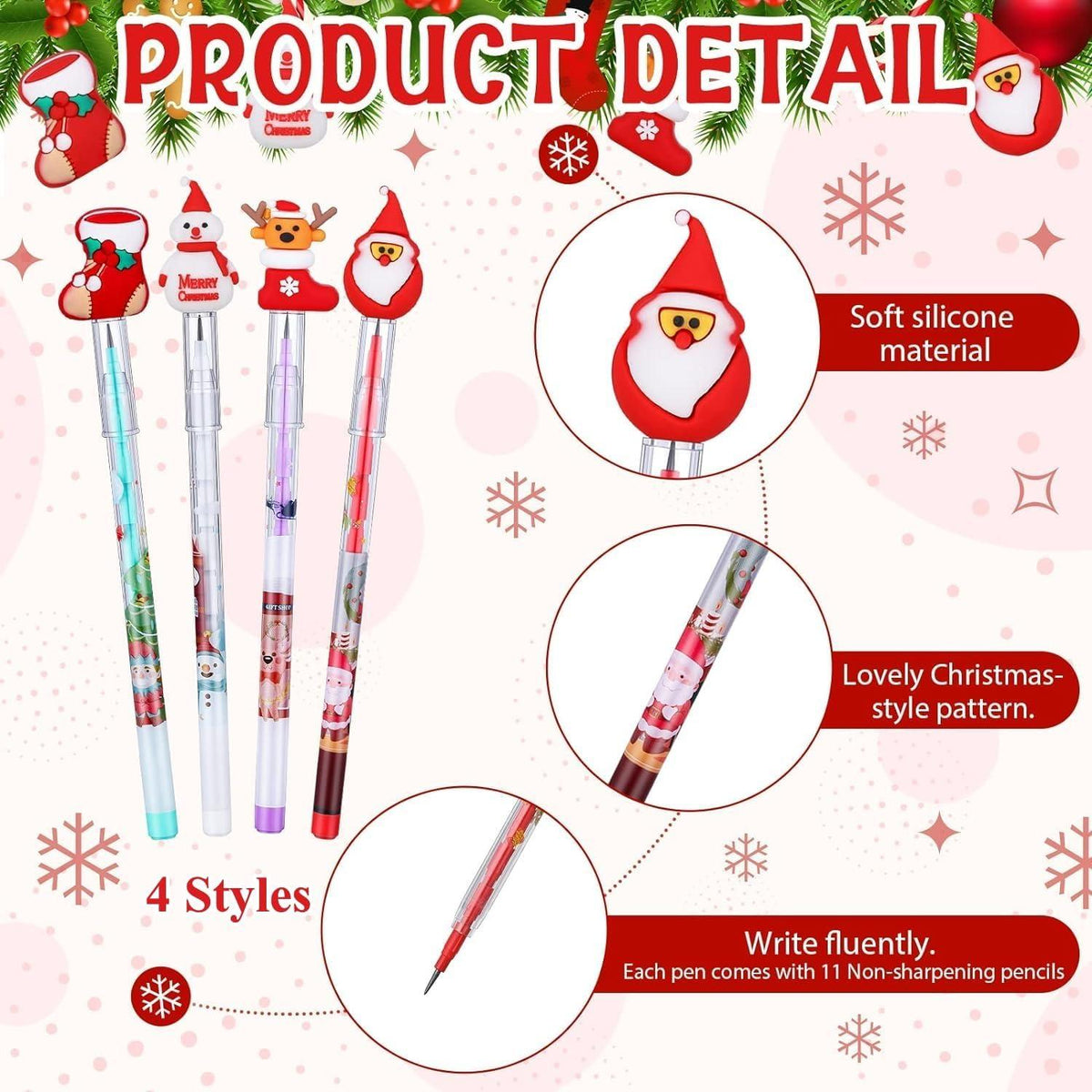 40er Pack Weihnachts-Bleistifte 18CM Stapelbarer Drücken