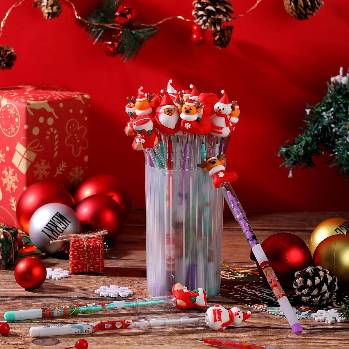 Weihnachten Bleistifte 40 Stück Stapelbare 18CM Schneemann Elch
